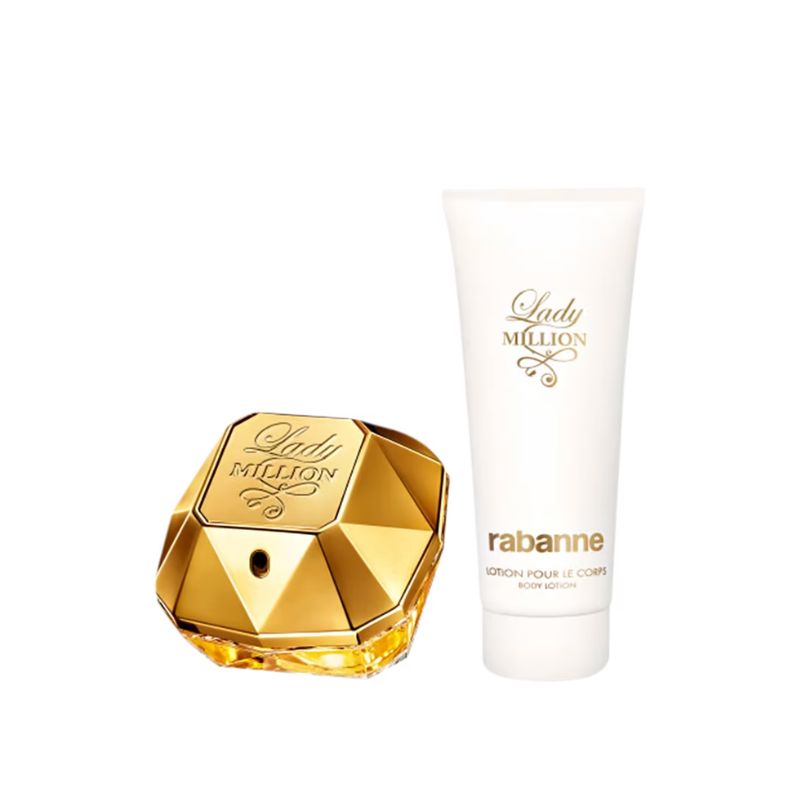 KIT LADY MILLION RABANNE FEMININO - EAU DE PARFUM 80ML   HIDRATANTE CORPORAL 100ML